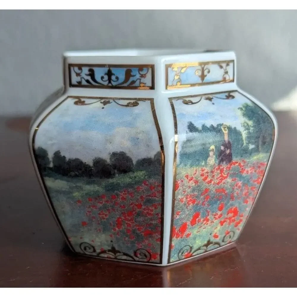Vtg Goebel Artis Orbis Claude Monet Poppy Field Mini Vase Porcelain Germany